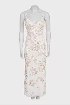 White sequin embellished maxi dress with tag