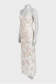 White sequin embellished maxi dress with tag