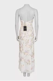 White sequin embellished maxi dress with tag