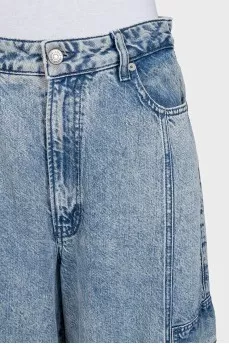 Light blue wide-leg jeans with patch pockets