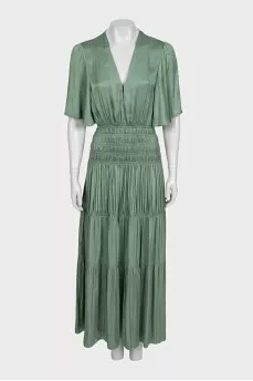 Green fitted dress with draping