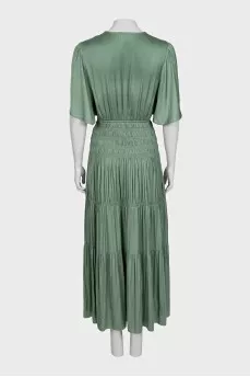 Green fitted dress with draping