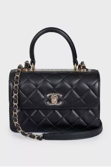 Black quilted bag with chain strap