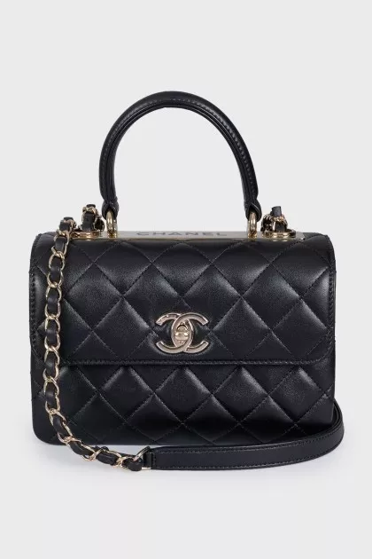 Black quilted bag with chain strap
