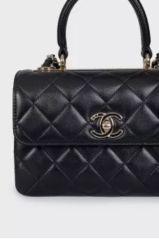 Black quilted bag with chain strap