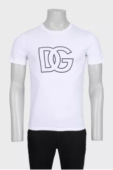 Men's white straight-leg T-shirt with brand logo