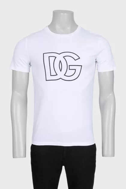 Men's white straight-leg T-shirt with brand logo