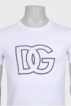Men's white straight-leg T-shirt with brand logo