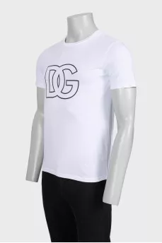 Men's white straight-leg T-shirt with brand logo