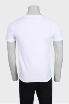 Men's white straight-leg T-shirt with brand logo