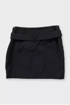 Black Medusa Belted Skirt