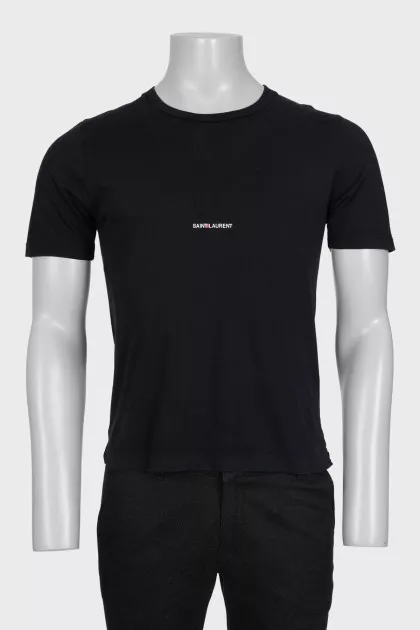 Black straight T-shirt with logo