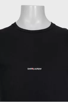 Black straight T-shirt with logo