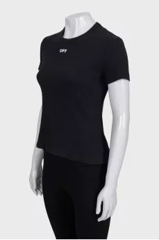 Black ribbed fitted t-shirt
