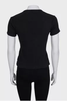 Black ribbed fitted t-shirt