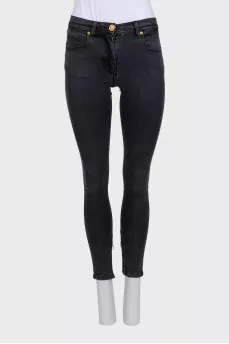 Skinny jeans with a textile insert