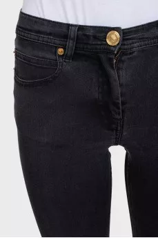 Skinny jeans with a textile insert