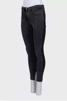 Skinny jeans with a textile insert