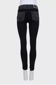 Skinny jeans with a textile insert