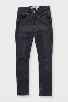Gray skinny jeans with a mid-rise