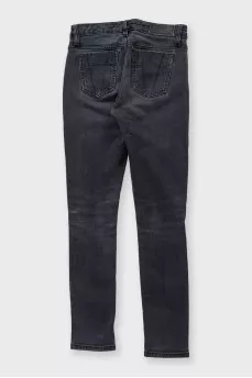 Gray skinny jeans with a mid-rise