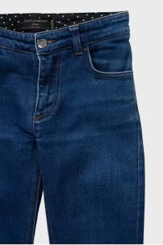 Blue skinny fit jeans with silver hardware