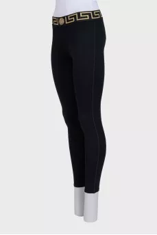 Leggings with a signature print on an elastic waistband