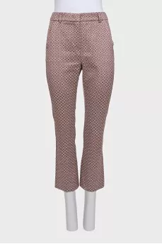 Straight-leg trousers in pink with a print