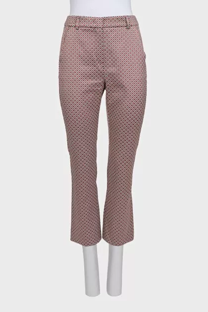 Straight-leg trousers in pink with a print