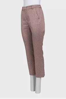 Straight-leg trousers in pink with a print