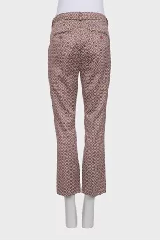 Straight-leg trousers in pink with a print