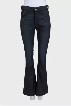 Dark blue high-waist flared jeans