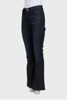 Dark blue high-waist flared jeans