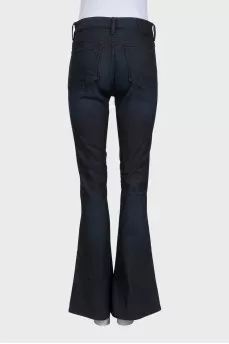 Dark blue high-waist flared jeans