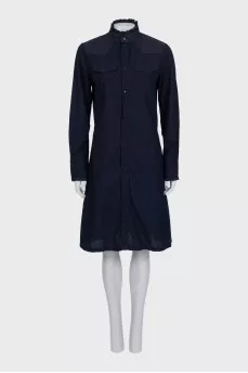 Dark blue shirt dress with ruffles