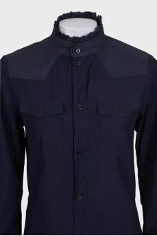 Dark blue shirt dress with ruffles