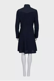 Dark blue shirt dress with ruffles
