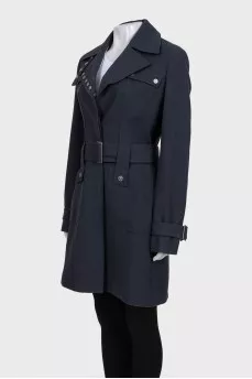 Black wool coat with silver buttons