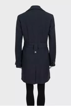 Black wool coat with silver buttons