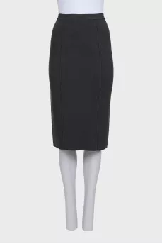 Gray suit with a midi skirt