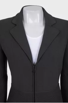Gray suit with a midi skirt