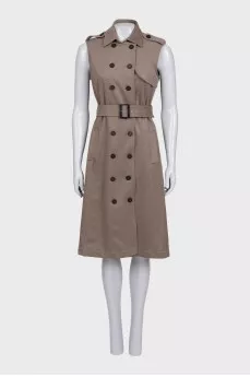Brown wool and angora dress with belt