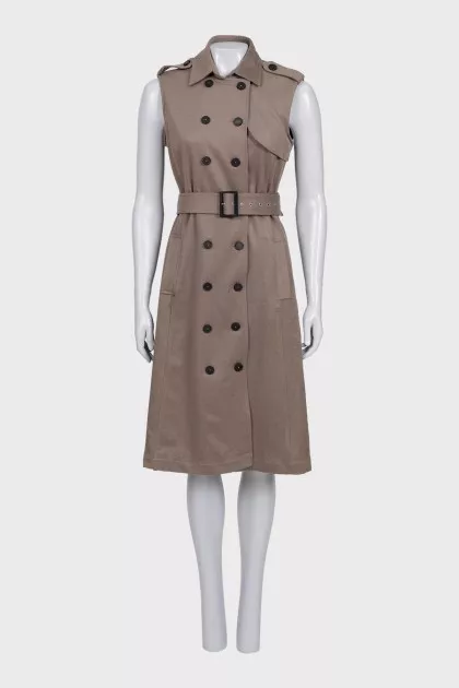 Brown wool and angora dress with belt