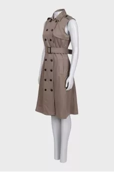 Brown wool and angora dress with belt