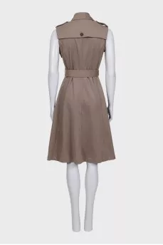 Brown wool and angora dress with belt