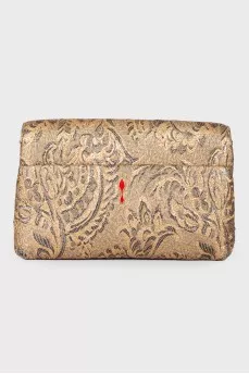 Golden patterned clutch bag