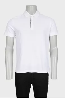 Men's white polo shirt with contrast insert