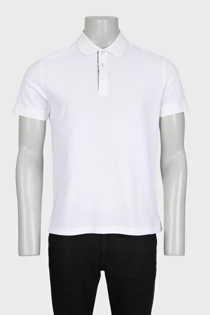 Men's white polo shirt with contrast insert