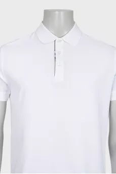 Men's white polo shirt with contrast insert