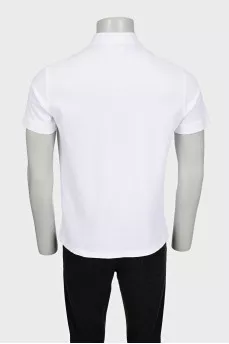 Men's white polo shirt with contrast insert
